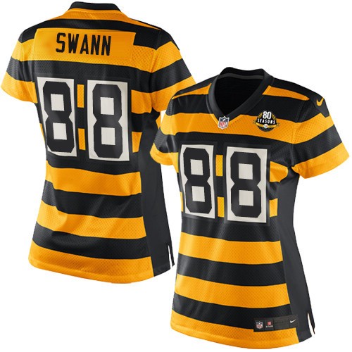 Women's Elite Lynn Swann 80th Anniversary Nike Jersey Gold/Black Alternate - #88 Throwback NFL Pittsburgh Steelers